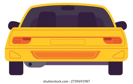 Auto rear view. Yellow sedan car icon