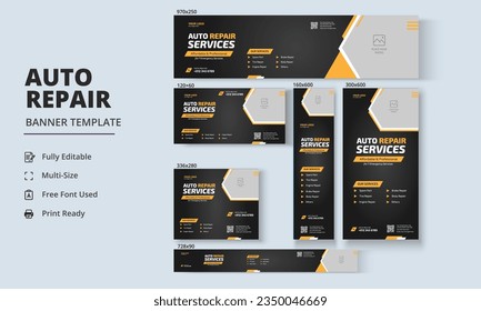 Auto Repair Banner, Auto Repair Social Media Banner, Auto Repair Roll-Up Banner