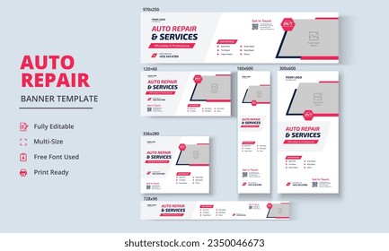 Auto Repair Banner, Auto Repair Social Media Banner, Auto Repair Roll-Up Banner
