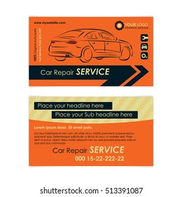 Auto Repair Business Card Template. Create Your Own Business Cards. Mockup Vector Illustration.