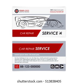 Auto repair business card template. Create your own business cards. Mockup Vector illustration.
