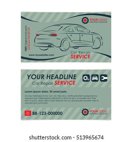 Auto repair business card template. Create your own business cards. Mockup Vector illustration.