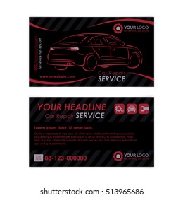 Auto repair business card template. Create your own business cards. Mockup Vector illustration.