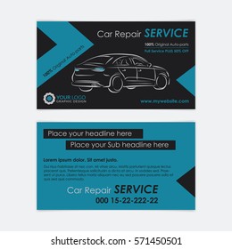 Auto Repair Business Card Template. Create Your Own Business Cards. Mockup Vector Illustration.