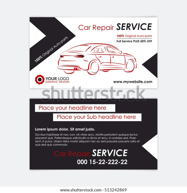 Auto repair business card\
template. Create your own business cards. Mockup Vector\
illustration.