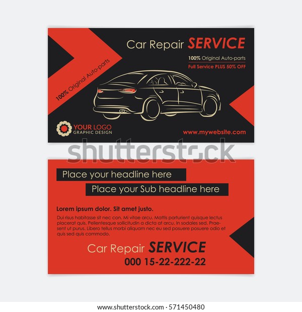 Auto repair business card\
template. Create your own business cards. Mockup Vector\
illustration.
