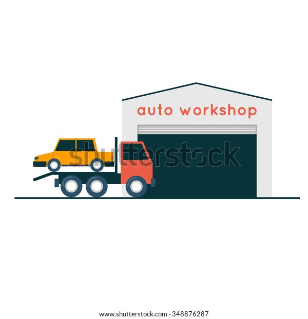 Auto repair. Flat\
style vector illustration