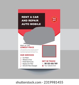Auto repair flyer, automotive, automobile service, car fix, car wash, car service flyer