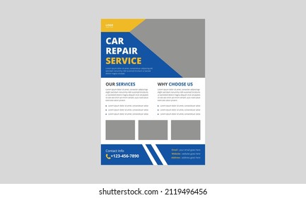 Auto Repair Flyer Template, Automobile Service Flyer, Car Repair Poster Leaflet Design, A4 Size, Cover, Flyer, Print-ready