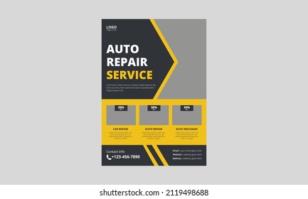 Auto Repair Flyer Template, Automobile Service Flyer, Car Repair Poster Leaflet Design, A4 Size, Cover, Flyer, Print Ready