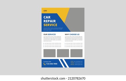 Auto Repair Flyer Template, Automobile Service Flyer, Car Repair Poster Leaflet Design, A4 Size, Cover, Flyer, Print Ready