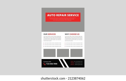 Auto Repair Flyer Template, Automobile Service Flyer, Car Repair Poster Leaflet Design, A4 Size, Cover, Flyer, Print Ready