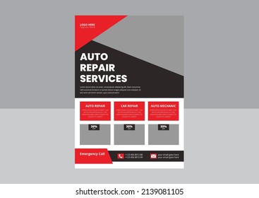 Auto Repair Flyer Template, Automobile Service flyer, car wash, Car Maintenance flyer. Car Repair Service Flyer Design.