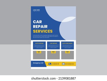 Auto Repair Flyer Template, Automobile Service flyer, car wash, Car Maintenance flyer. Car Repair Service Flyer Design.