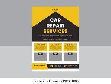 Auto Repair Flyer Template, Automobile Service flyer, car wash, Car Maintenance flyer. Car Repair Service Flyer Design.