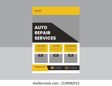 Auto Repair Flyer Template, Automobile Service flyer, car wash, Car Maintenance flyer. Car Repair Service Flyer Design.