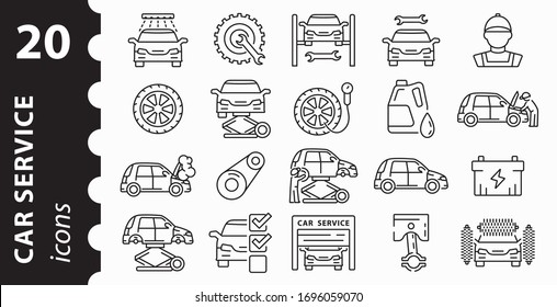 Auto Repair Icon Set. Concept Of Car Service. Linear Vector Symbols.