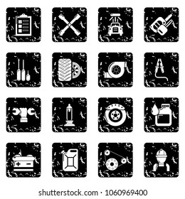 Auto repair icons set vector grunge isolated on white background 