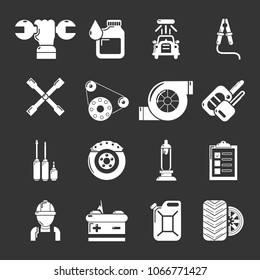 Auto repair icons set vector white isolated on grey background 