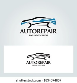 Reparación automática del concepto de diseño del logotipo. Ilustración del vector