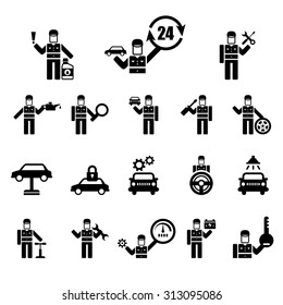 Reparación automática y conjunto mecánico de vectores de iconos