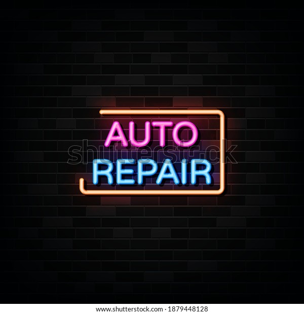 Auto\
Repair Neon Signs Vector. Design template neon\
sign