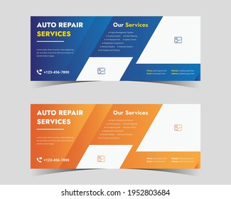 Auto Repair Service Banner, Auto Repair Social Media Cover, Banner, Thumbnail