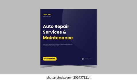 Auto repair service social media post. Car maintenance service social media post
