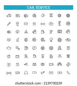 Auto repair service vector outline symbols