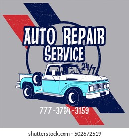 Auto Repair Service Vektor T-Shirt Design.