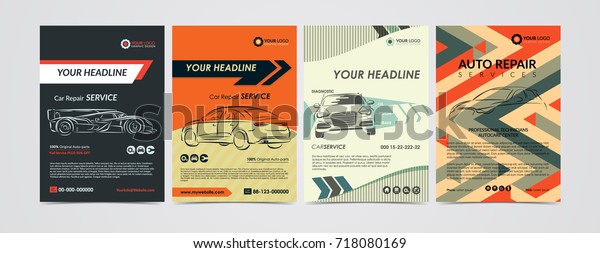 Auto\
repair Services business layout templates set, cars for sale &\
rent brochure, mockup flyer. Vector\
illustration.