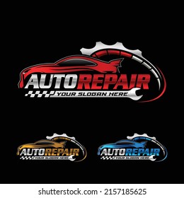 Auto repair services logo, badge, emblem template. Perfect logo for automotive company.	