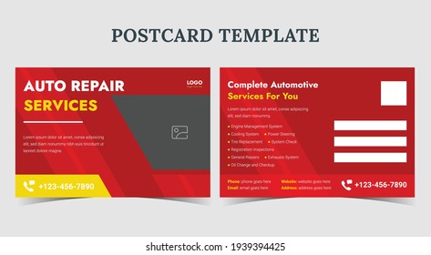 Auto Repair Services postcard, auto repair postcard template