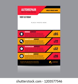 Auto repair shop Flyer Layout. Vector illustration.