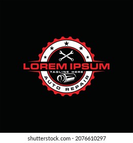 auto repair shop illustration logo with key tool