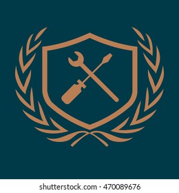 auto repair shop symbol vector illustration. auto parts store blazon.