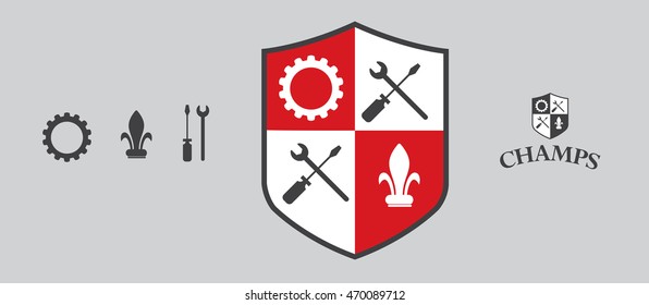 auto repair shop symbol vector illustration. auto parts store blazon.