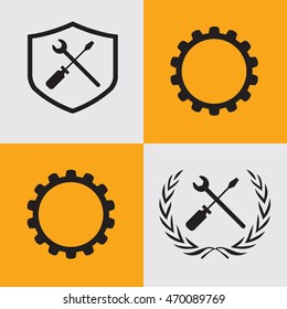 auto repair shop symbol vector illustration. auto parts store blazon.