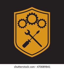 auto repair shop symbol vector illustration. auto parts store blazon.