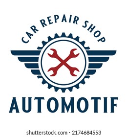 auto repair shop vector logo design. concept with gear and wrench symbol. for auto repair shop, community or garage
