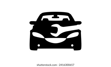 auto repair symbol, black isolated silhouette