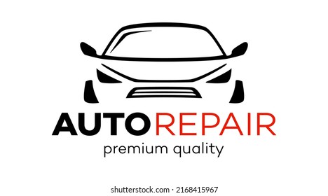 Auto repair vector logo isolated on black background for detailing, service, tuning, car washing isolated on white background. Stamps, banners and design elements for you business. 10 eps