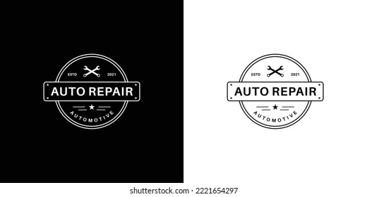 auto repair workshop logo design vintage emblem