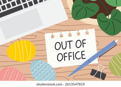 auto responder out of office; spring, easter vacation concept - vector illustration