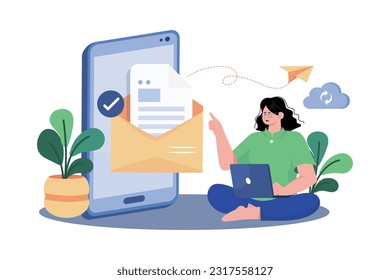 Auto responders automate email replies illustration concept.