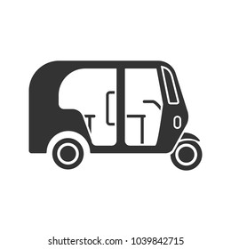 Auto rickshaw glyph icon. Tuk tuk. Silhouette symbol. Negative space. Vector isolated illustration