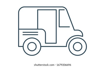 Auto rickshaw icon for transportation and urban mobility designs. Vector isolated illustration