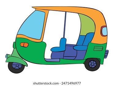 An auto rickshaw isolated on white background