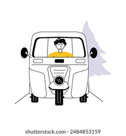 Auto rickshaw ride vector illustration in modern style