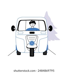 Auto rickshaw ride vector illustration in modern style